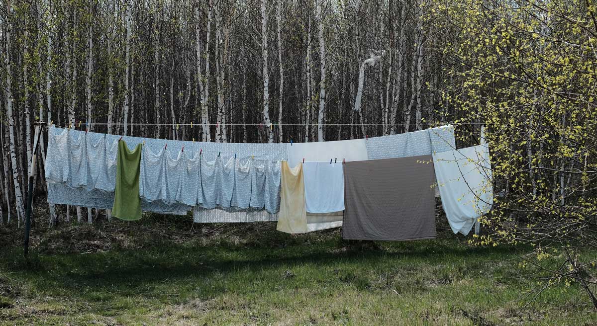 line dry laundry in the winter