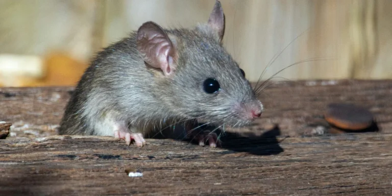 rat sticking his head out of a log